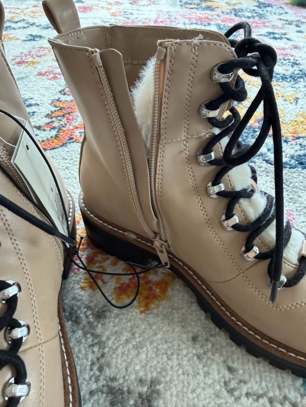 Memory Foam A New Day Leighton Taupe Women’s Hiking Boots Faux Fur NWT Size 8 - Picture 4 of 7